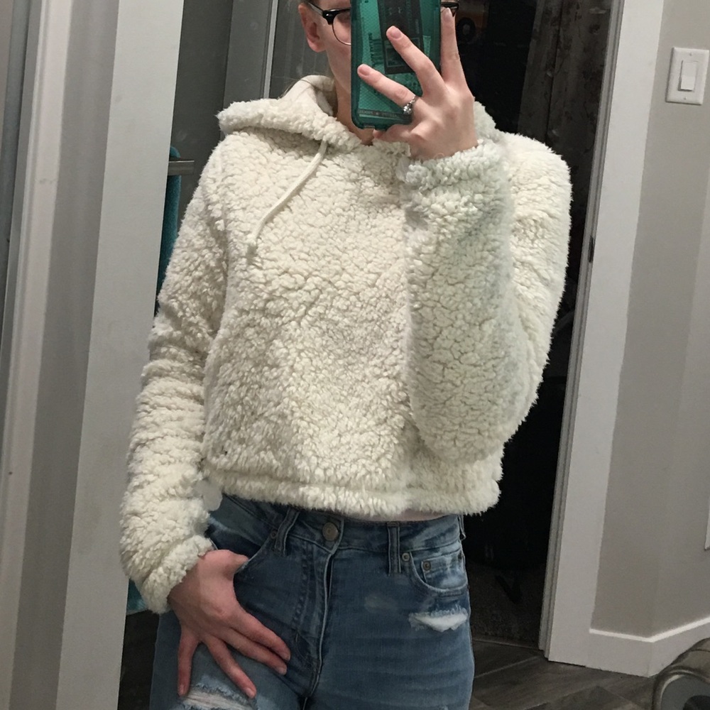 Teddy bear cropped hoodie